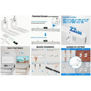 NEW IN BOX Speaker SOUNDBAR WALL MOUNT Kit White 22 lbs